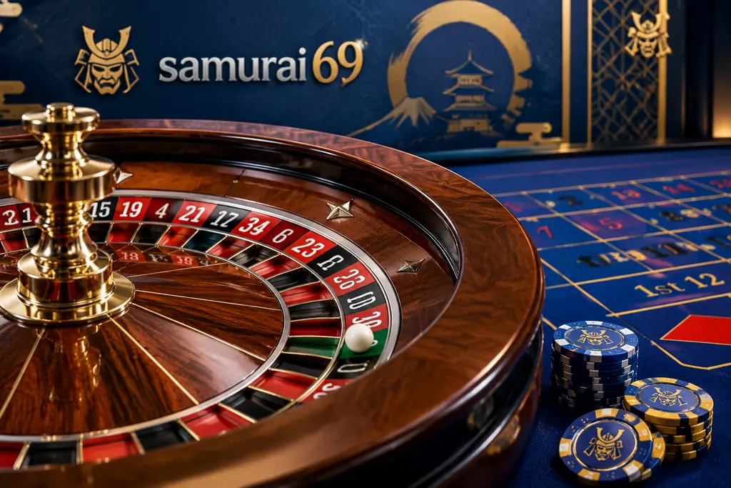 Roda roulette dan bola di atas meja kasino